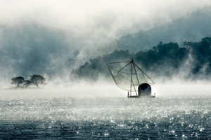 Sun Moon Lake in Ink Painting